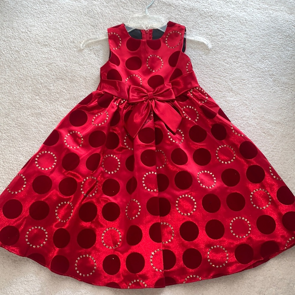 Beautiful Red and Gold Girls Holiday Dress